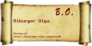 Biburger Olga névjegykártya